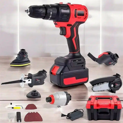 Herramienta Inalambrica 6 en 1 Taladro + Motosierra + Lija